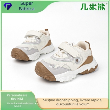 Jimmy Bear Pantofi sport copii pentru alergare - partea superioară din piele artificială, închidere Velcro, talpă EVA ușoară, model cu dungi, pentru copii 4–6 ani, unisex