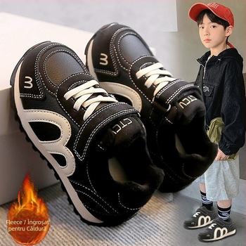 Pantofi sport pentru copii cu Velcro, talpă din cauciuc, partea super-fibră, model cu dungi, potriviți pentru primăvară și toamnă, pentru 4-6 ani