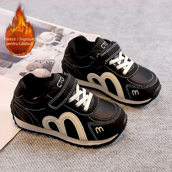 Pantofi sport pentru copii cu Velcro, talpă din cauciuc, partea super-fibră, model cu dungi, potriviți pentru primăvară și toamnă, pentru 4-6 ani