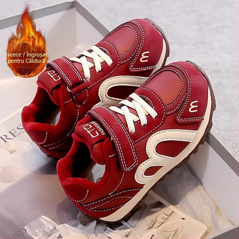 Pantofi sport pentru copii cu Velcro, talpă din cauciuc, partea super-fibră, model cu dungi, potriviți pentru primăvară și toamnă, pentru 4-6 ani