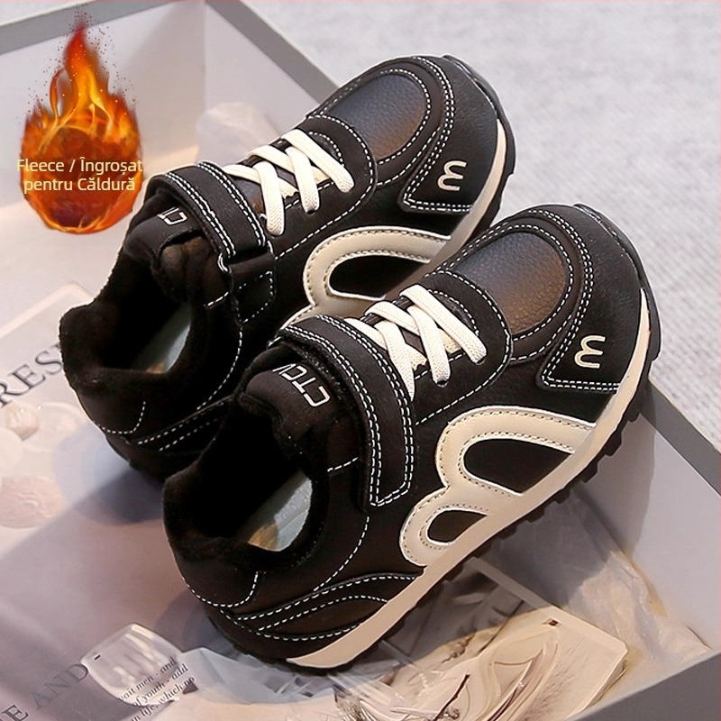 Pantofi sport pentru copii cu Velcro, talpă din cauciuc, partea super-fibră, model cu dungi, potriviți pentru primăvară și toamnă, pentru 4-6 ani