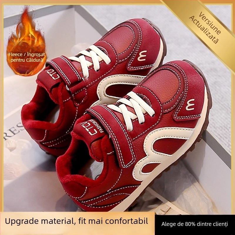 Pantofi sport pentru copii cu Velcro, talpă din cauciuc, partea super-fibră, model cu dungi, potriviți pentru primăvară și toamnă, pentru 4-6 ani