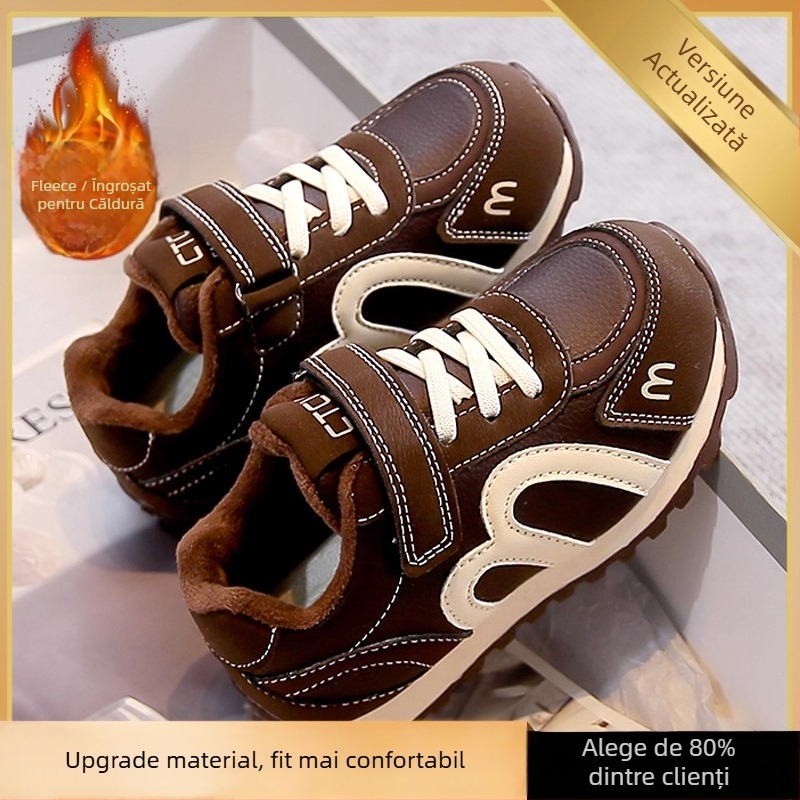 Pantofi sport pentru copii cu Velcro, talpă din cauciuc, partea super-fibră, model cu dungi, potriviți pentru primăvară și toamnă, pentru 4-6 ani