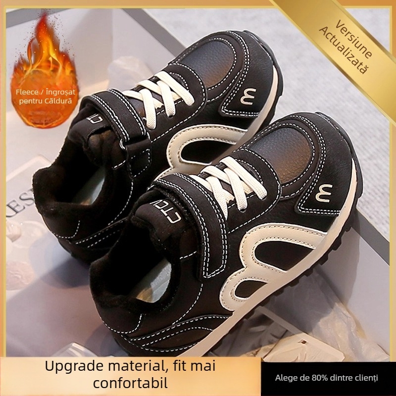 Pantofi sport pentru copii cu Velcro, talpă din cauciuc, partea super-fibră, model cu dungi, potriviți pentru primăvară și toamnă, pentru 4-6 ani