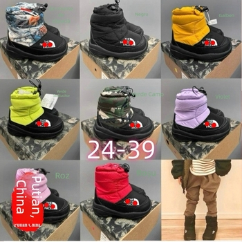 Ghete de copii până la gleznă, unisex, Iarnă 2025, partea superioară din nylon impermeabil, talpă din cauciuc, pentru copii 4–16 ani