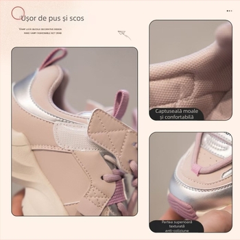 Pantofi sport pentru fete, exterior din Super Fiber, talpă din cauciuc, șireturi frontale, pentru vârste 4–16 ani, lansare primăvara 2025