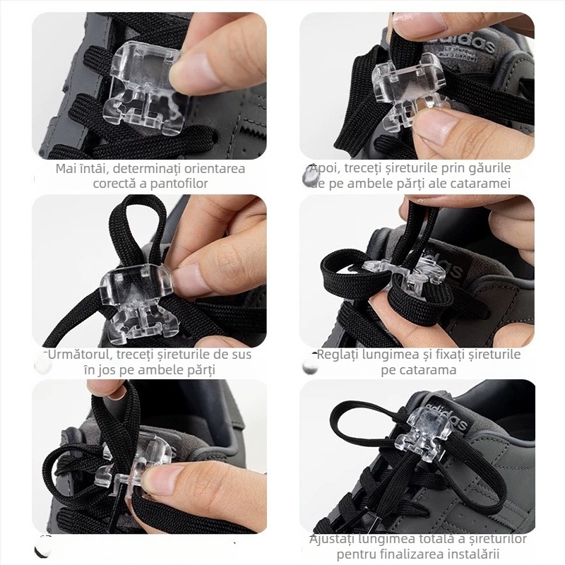 Încuietoare de șireturi fără legare pentru adidași - închidere automată, șiret elastic, pentru adulți și copii, toate sezoanele, stil sport