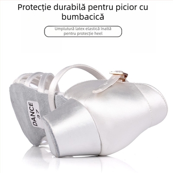 Pantofi de dans latino pentru copii, talpă moale, respirabili, ușori, cu toc mic, pentru fete