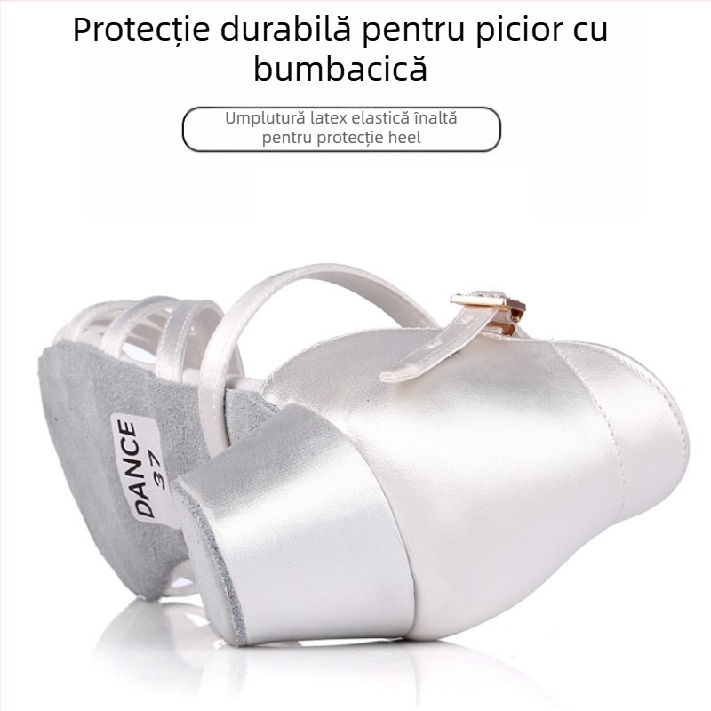 Pantofi de dans latino pentru copii, talpă moale, respirabili, ușori, cu toc mic, pentru fete