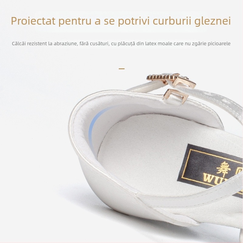 Pantofi de dans latino pentru copii, talpă moale, respirabili, ușori, cu toc mic, pentru fete