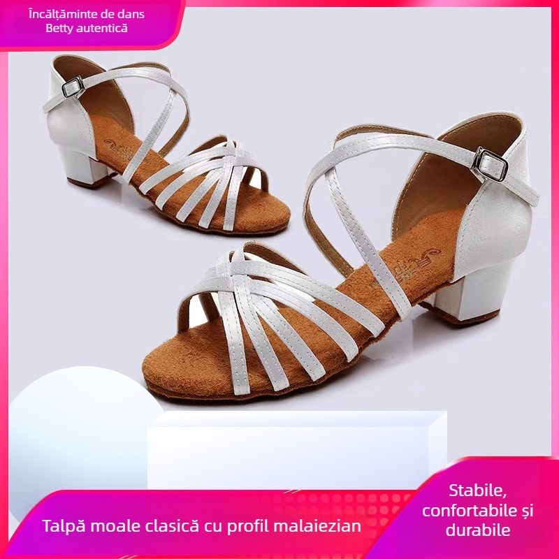 Pantofi de dans Betty 603, Latin Dance, talpă moale din păr de vită, pentru balet și dans modern