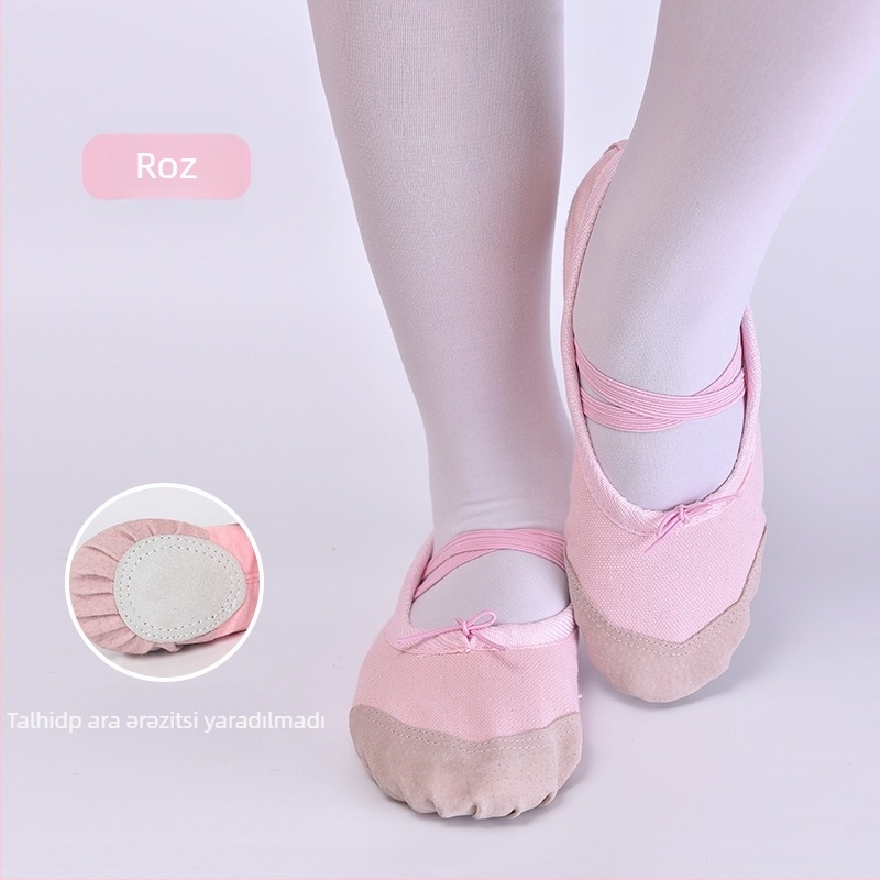 Pantofi balet cu talpă moale pentru femei și fete, partea superioară din pânză, pantofi de practică balet, vârf fără piele