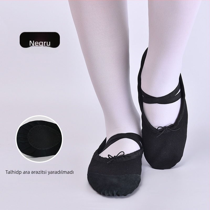 Pantofi balet cu talpă moale pentru femei și fete, partea superioară din pânză, pantofi de practică balet, vârf fără piele