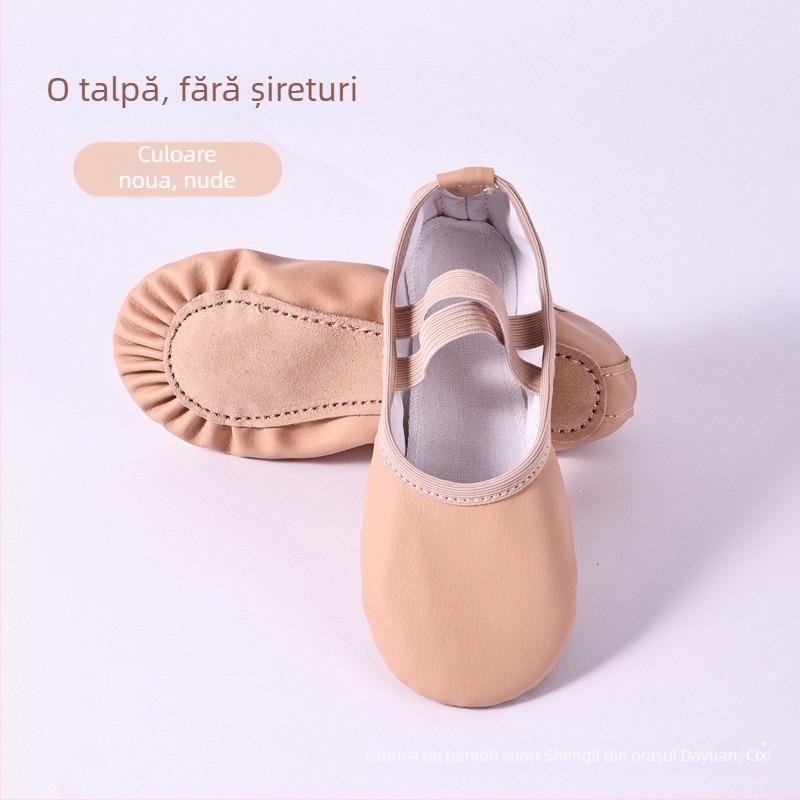 Pantofi de dans unisex pentru copii – partea superioară din piele PU și nylon, talpă din piele, respirabili, ușori, rezistenți la uzură