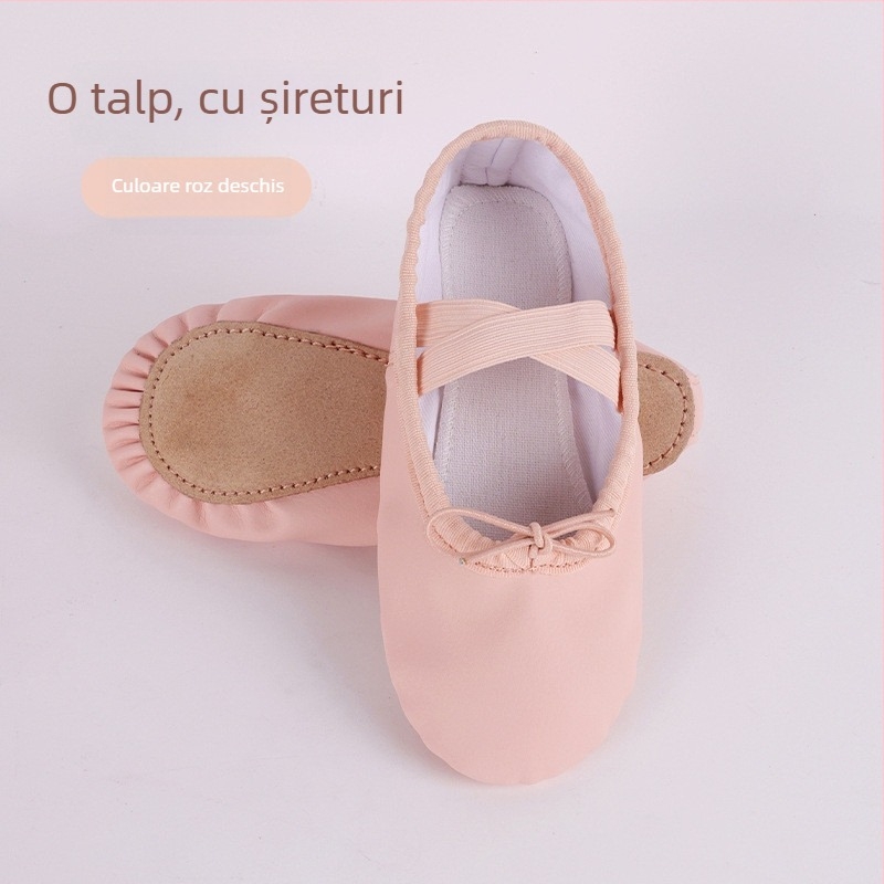 Pantofi de dans unisex pentru copii – partea superioară din piele PU și nylon, talpă din piele, respirabili, ușori, rezistenți la uzură