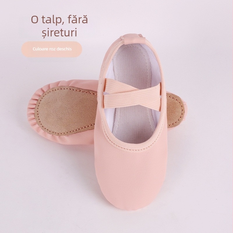 Pantofi de dans unisex pentru copii – partea superioară din piele PU și nylon, talpă din piele, respirabili, ușori, rezistenți la uzură