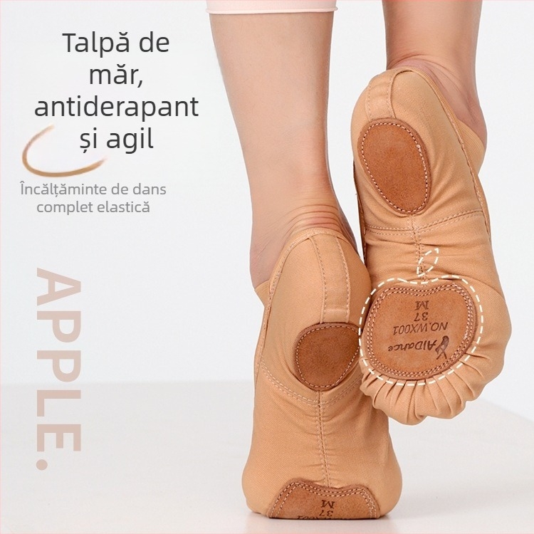 Pantofi de balet unisex cu talpă moale pentru dans clasic chinez – practică de balet pentru copii și adulți (Talpă: MD; Utilizare: Practică)