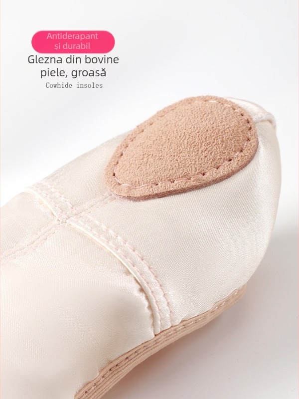 Pantofi de dans pentru copii – fete, balet și latin, talpă din piele, respirabili, rezistenți la uzură, amortizare a șocurilor