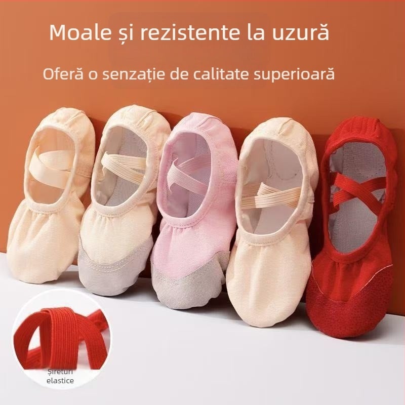 Pantofi de balet pentru copii, talpă din piele, respirabili, ușori, pentru balet, dans modern și latino