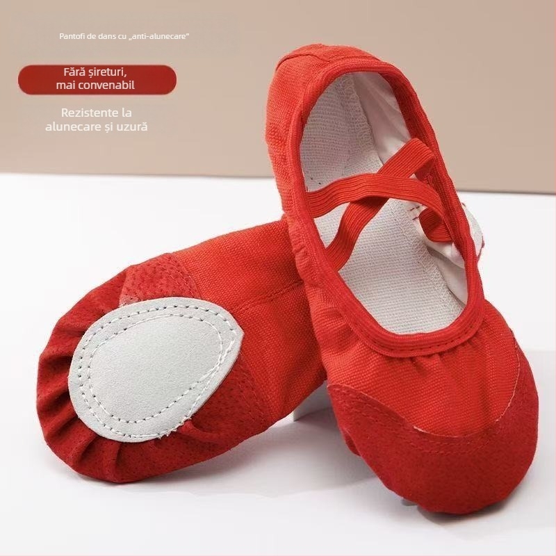 Pantofi de balet pentru copii, talpă din piele, respirabili, ușori, pentru balet, dans modern și latino