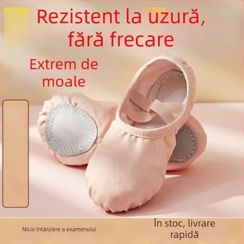 Pantofi de dans pentru fete, talpă moale, fără șireturi, design cu laba de pisică pentru balet și dans chinezesc
