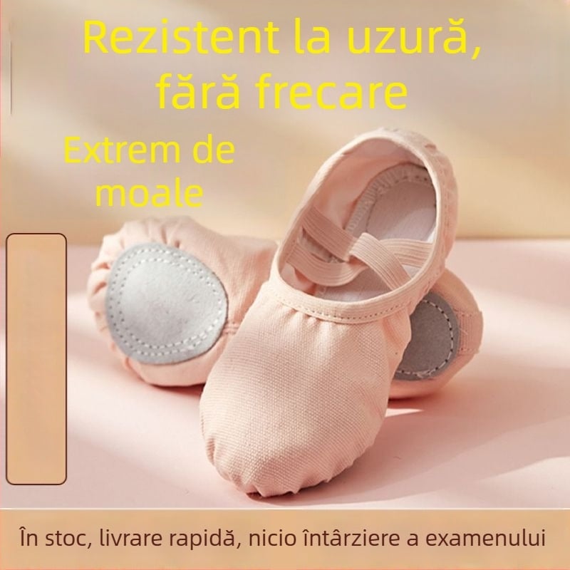 Pantofi de dans pentru fete, talpă moale, fără șireturi, design cu laba de pisică pentru balet și dans chinezesc