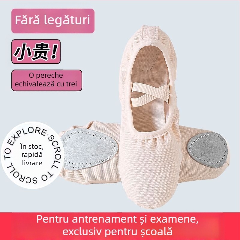 Pantofi de balet, partea superioară din pânză, talpă din compozit, respirabili, ușori