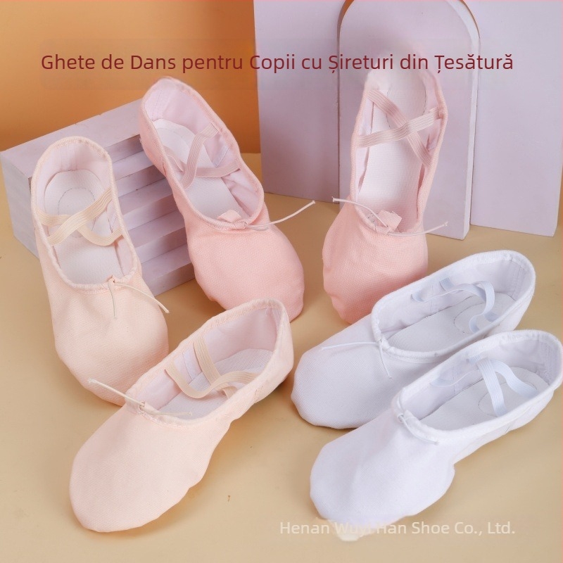 Pantofi de Dans pentru Copii - Ușori, Respirabili, Rezistenți, cu Talpă din Piele și Vârf din Pânză, pentru Fete, Balet, Interior