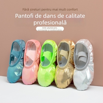 Gray Swallow Pantofi de balet pentru copii, PU Piele, Formă de labă de pisică, Talpă moale, Unisex