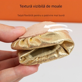 Gray Swallow Pantofi de balet pentru copii, PU Piele, Formă de labă de pisică, Talpă moale, Unisex