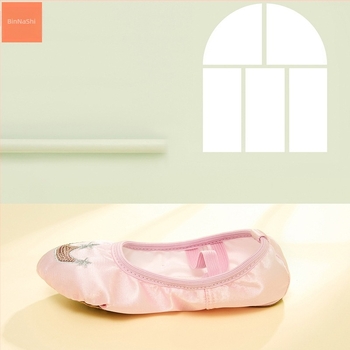 Pantofi de dans pentru copii, fete, Binnashi, talpă din piele moale, partea superioară din pânză, respirabili