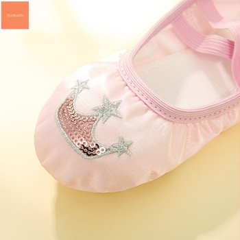 Pantofi de dans pentru copii, fete, Binnashi, talpă din piele moale, partea superioară din pânză, respirabili