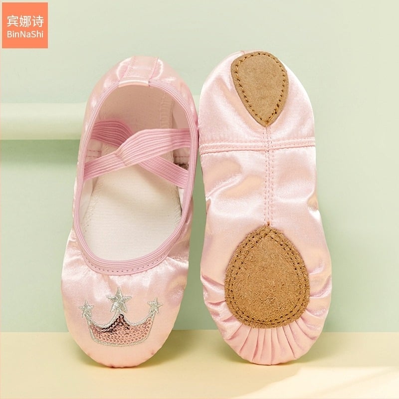 Pantofi de dans pentru copii, fete, Binnashi, talpă din piele moale, partea superioară din pânză, respirabili