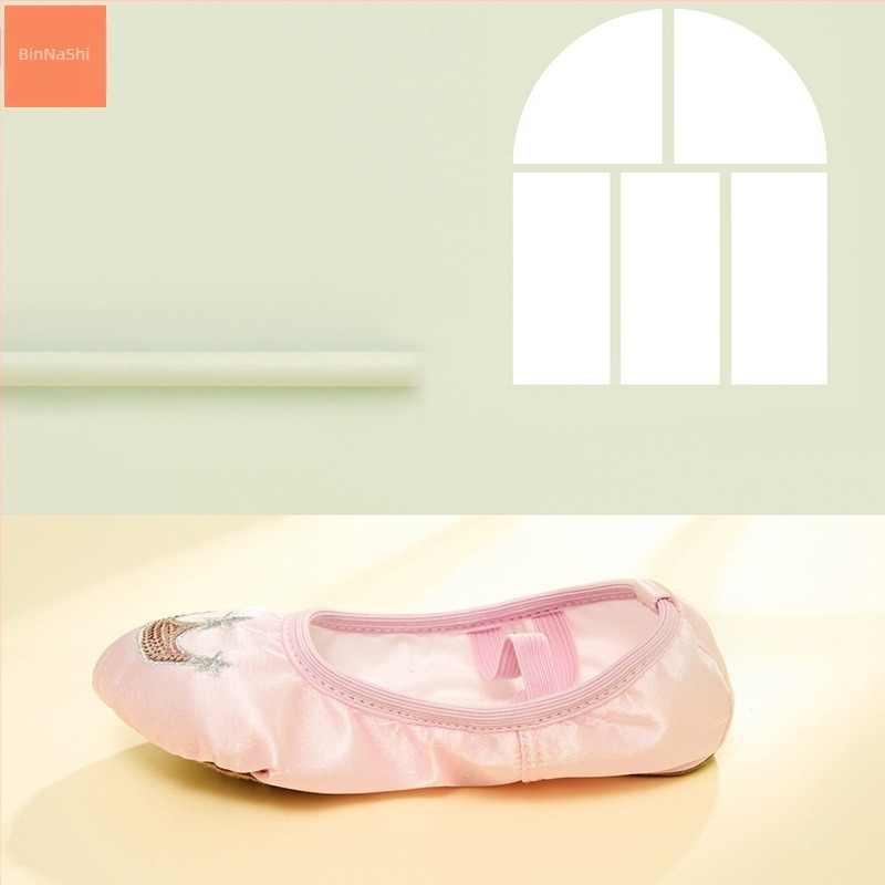 Pantofi de dans pentru copii, fete, Binnashi, talpă din piele moale, partea superioară din pânză, respirabili