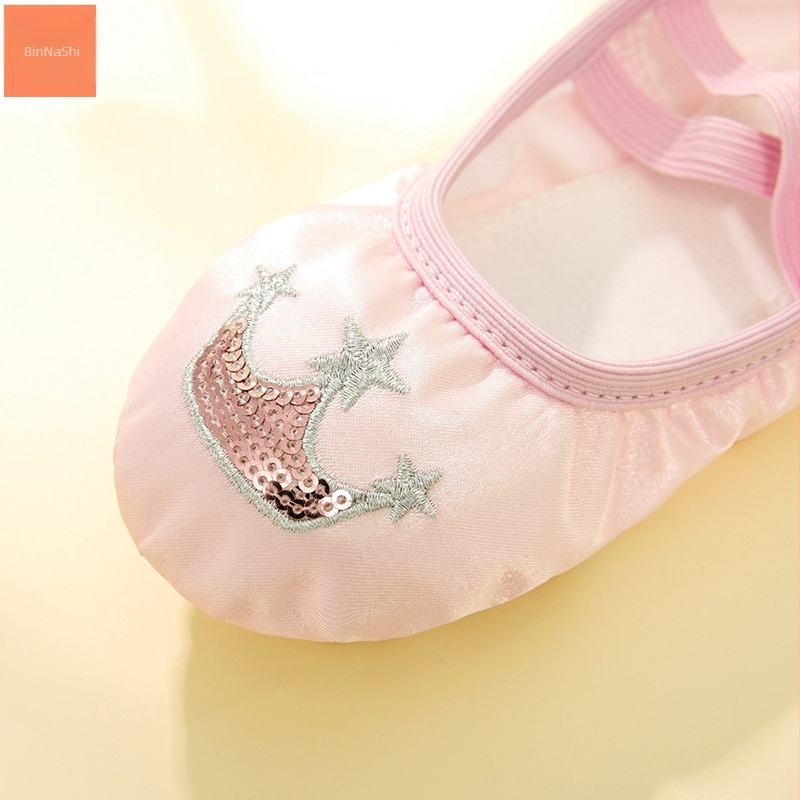 Pantofi de dans pentru copii, fete, Binnashi, talpă din piele moale, partea superioară din pânză, respirabili