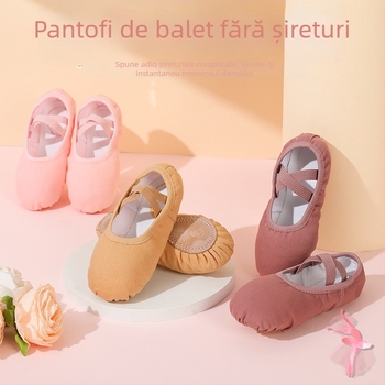 Pantofi de balet pentru copii, talpă moale, talpă din piele, vârf din bumbac, marca Yichen