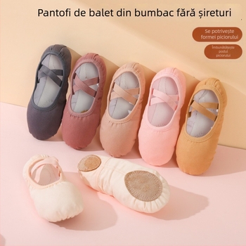 Pantofi de balet pentru copii, talpă moale, talpă din piele, vârf din bumbac, marca Yichen