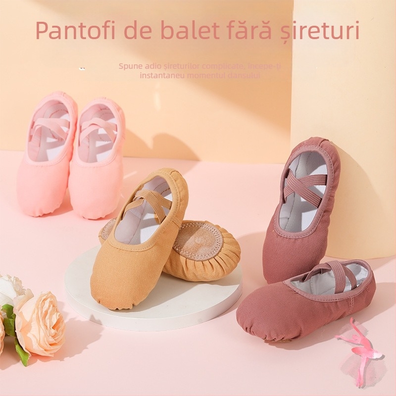 Pantofi de balet pentru copii, talpă moale, talpă din piele, vârf din bumbac, marca Yichen