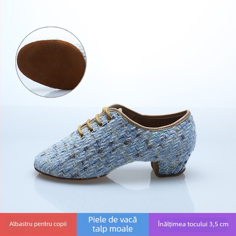 Pantofi de dans latino pentru copii, Cool Betty, pentru fete, respirabili, ușori și durabili; talpă din lână, vamp din material textil; pentru balet, dans modern și latino