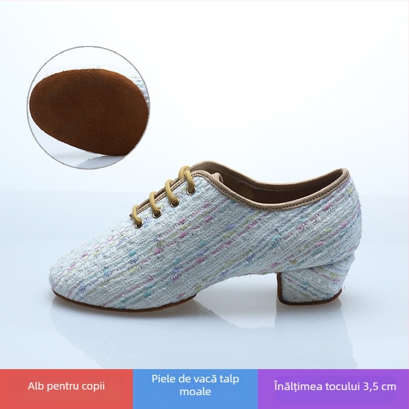 Pantofi de dans latino pentru copii, Cool Betty, pentru fete, respirabili, ușori și durabili; talpă din lână, vamp din material textil; pentru balet, dans modern și latino