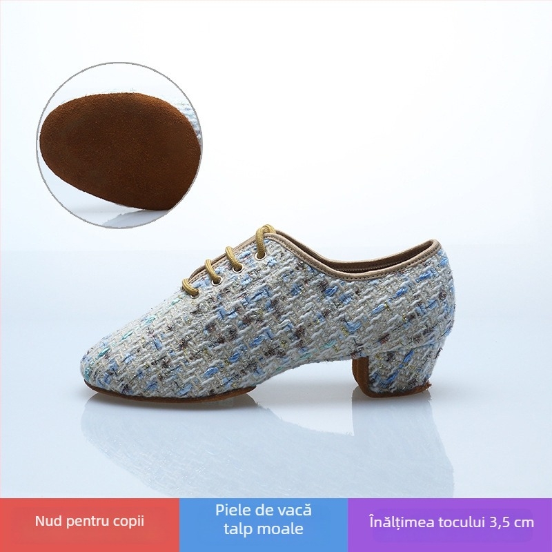 Pantofi de dans latino pentru copii, Cool Betty, pentru fete, respirabili, ușori și durabili; talpă din lână, vamp din material textil; pentru balet, dans modern și latino