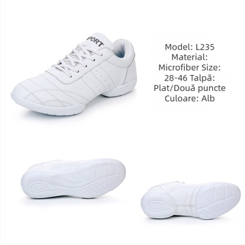 Pantofi de dans pentru copii, unisex, partea superioară din piele sintetică, talpă din cauciuc