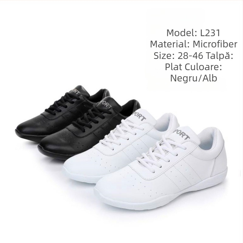 Pantofi de dans pentru copii, unisex, partea superioară din piele sintetică, talpă din cauciuc