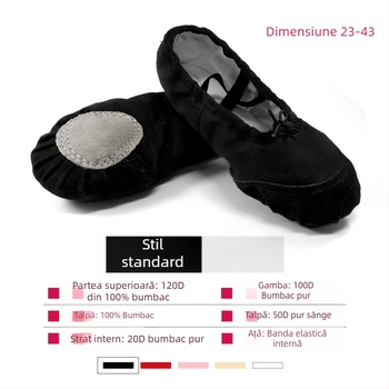 Pantofi balet, talpă moale, partea superioară din pânză, unisex, stil neutru, pentru antrenament de balet
