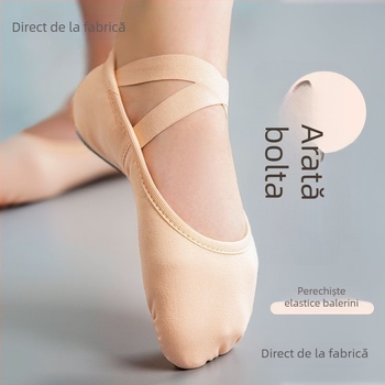Pantofi de balet pentru femei și fete, material elastic, fără șireturi, talpă moale, design cu labă de pisică