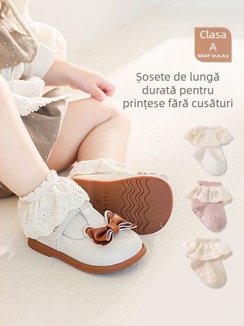 I ruobei șosete de podea pentru fete, cu dantelă, din bumbac, scurte, antiderapante