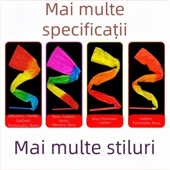 Rekvizit de dans cu panglică și bețe, panglică satinată, pictură manuală, pentru exterior, model DR-652