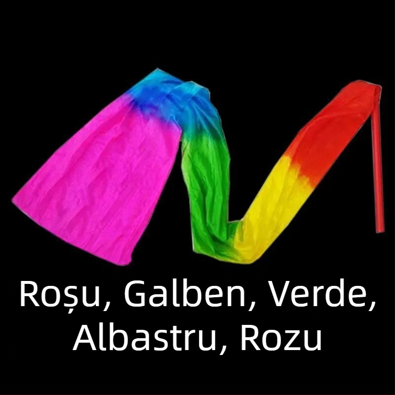 Rekvizit de dans cu panglică și bețe, panglică satinată, pictură manuală, pentru exterior, model DR-652