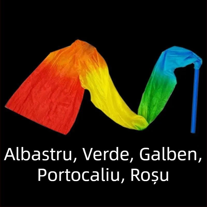 Rekvizit de dans cu panglică și bețe, panglică satinată, pictură manuală, pentru exterior, model DR-652