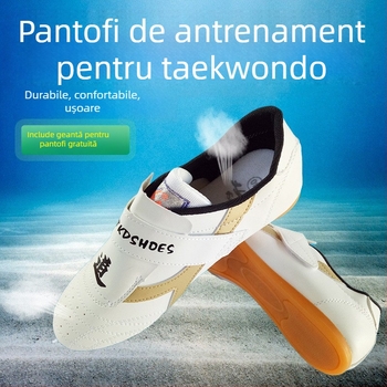 Pantofi de fitness indoor pentru copii, antrenament taekwondo, închidere Velcro, respirabili, ușori, antiderapanti, talpă din tendoane de vită